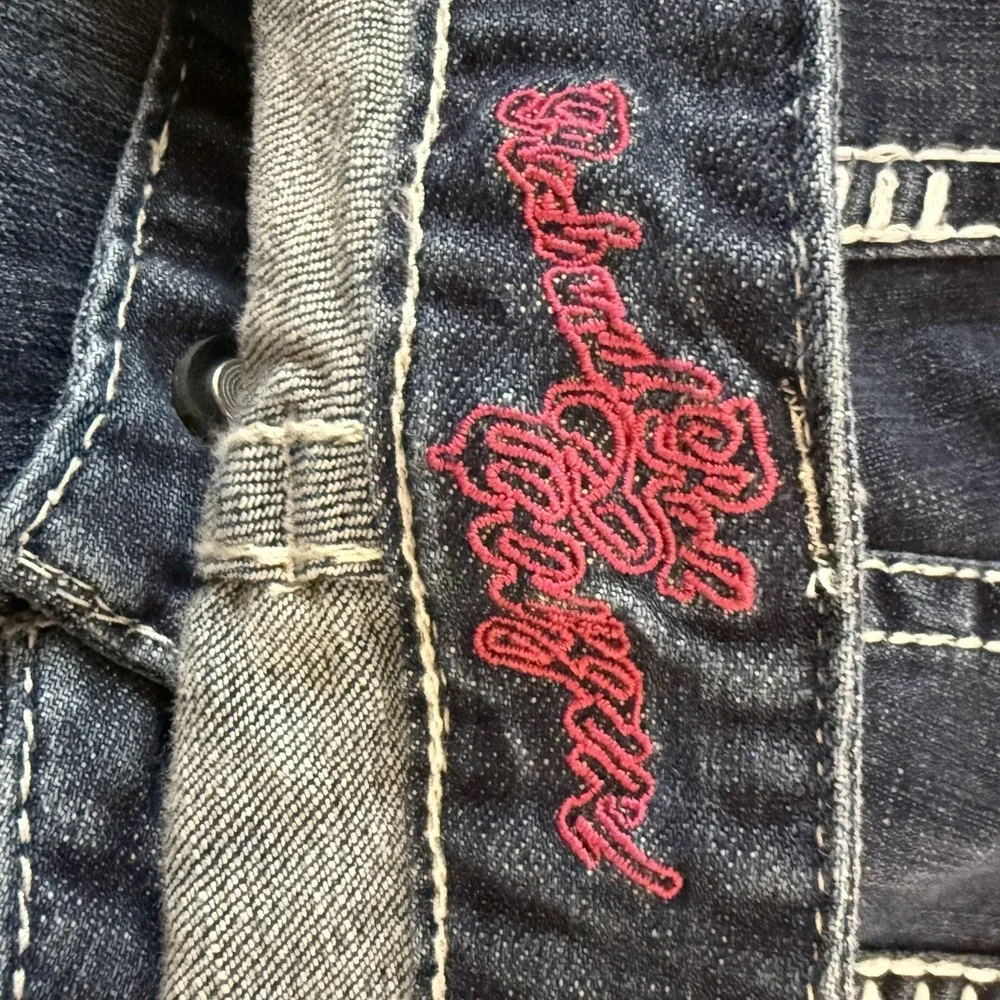 Rock N Roll Cowgirl Jeans Low Rise‎ Boot Cut Thick Stitch 34x30 Western Rodeo